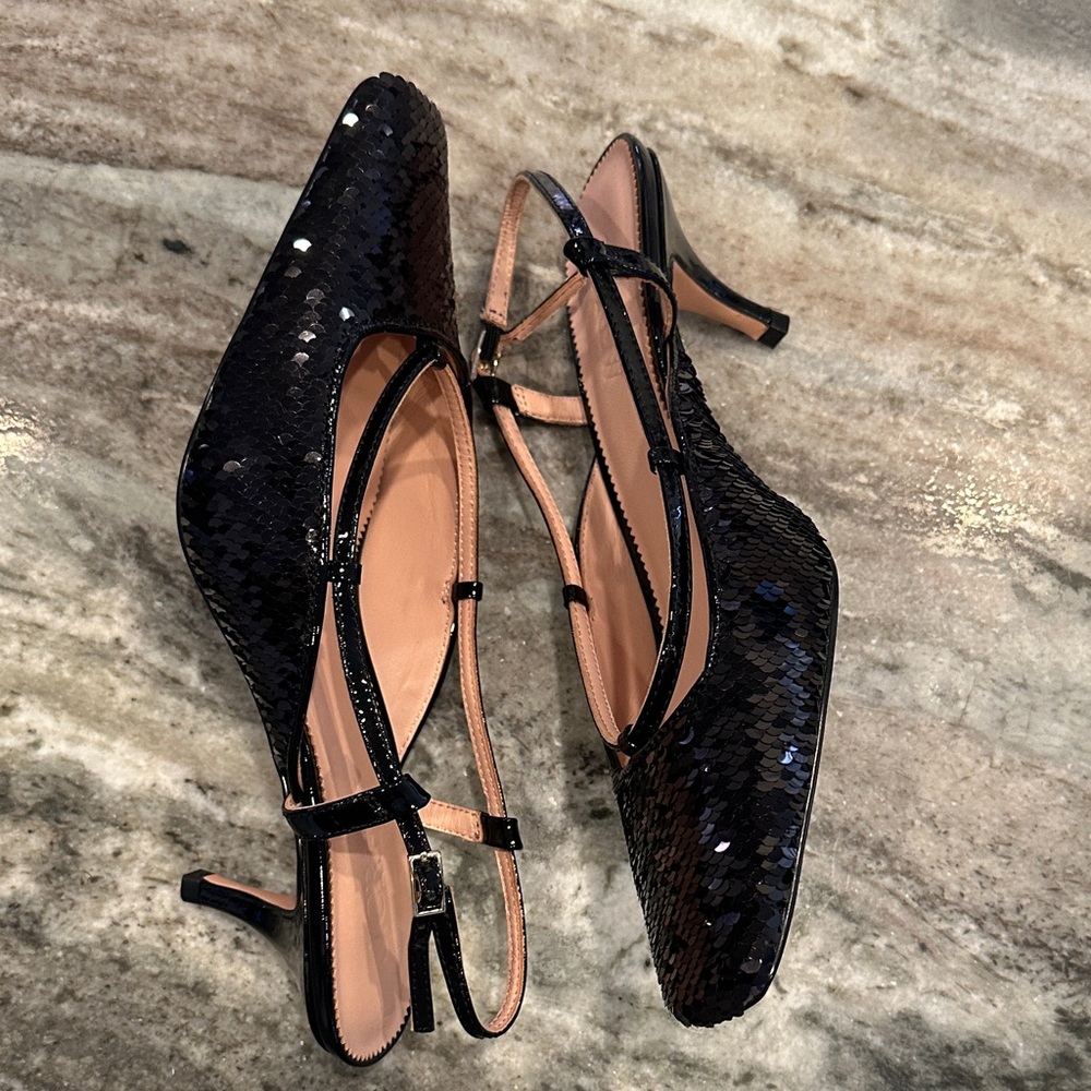 J.Crew Collection Leona Sequin Slingback Heels – Size 8 – New in Box - Picture 7 of 10